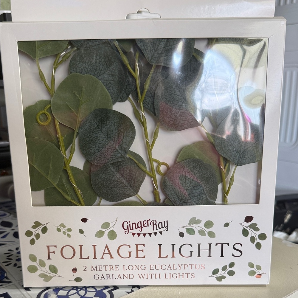 Ginger Ray Eucalyptus Green Foliage Lights Garland 2 meter long